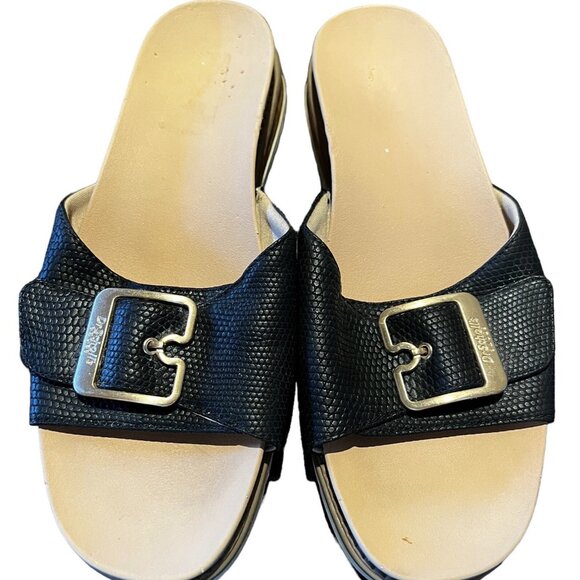 Dr. Scholl’s Women’s Size 9M Sandal Slip Ons Slide Wedge Textured Black - Picture 7 of 8